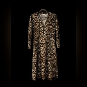 Ganni Animal Print Long Sleeve Dress